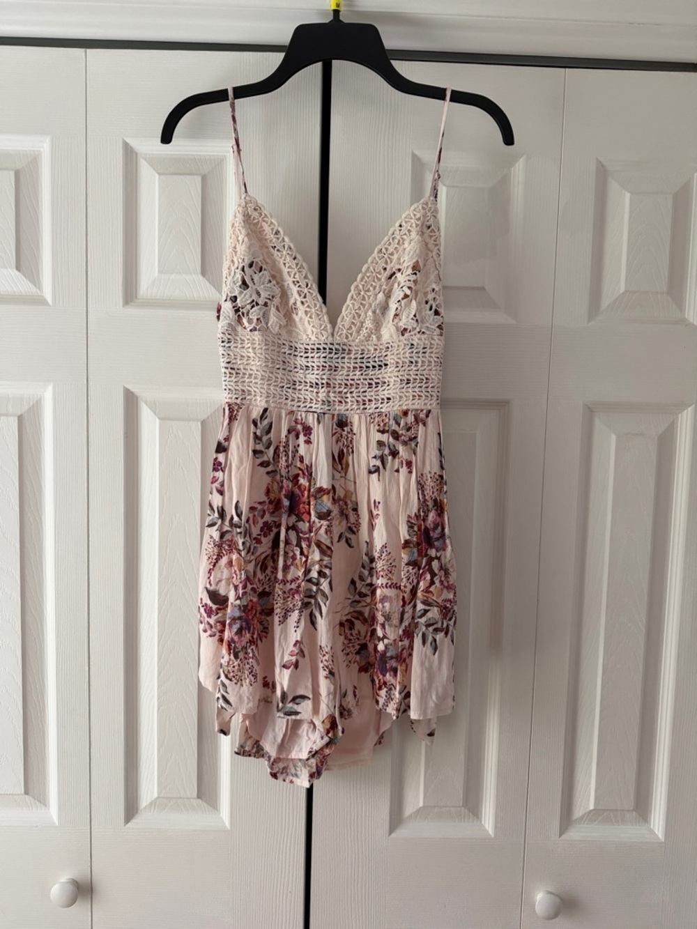 ILLA ILLA Blush Floral Crochet Trim Romper